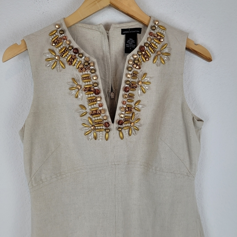 Moda international linen beaded vneck dress - Picture 8 of 8